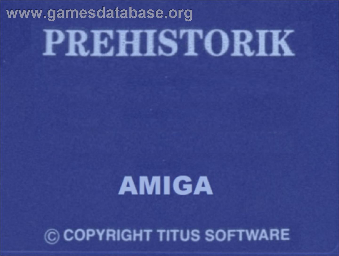 Prehistorik - Commodore Amiga - Artwork - Cartridge Top