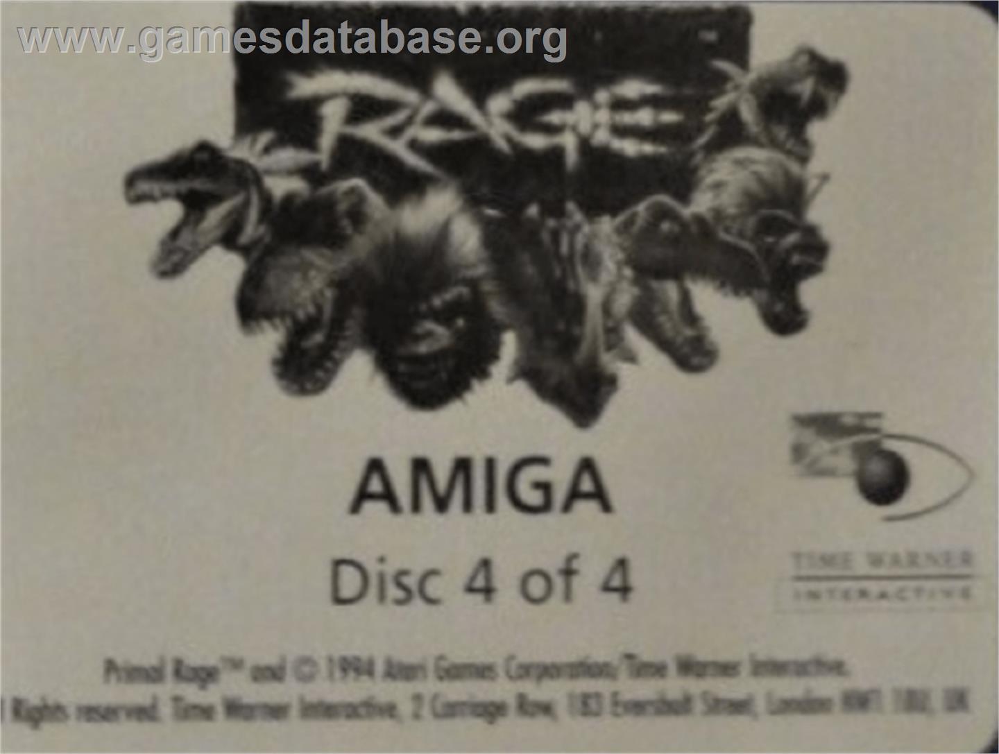 Primal Rage - Commodore Amiga - Artwork - Cartridge Top
