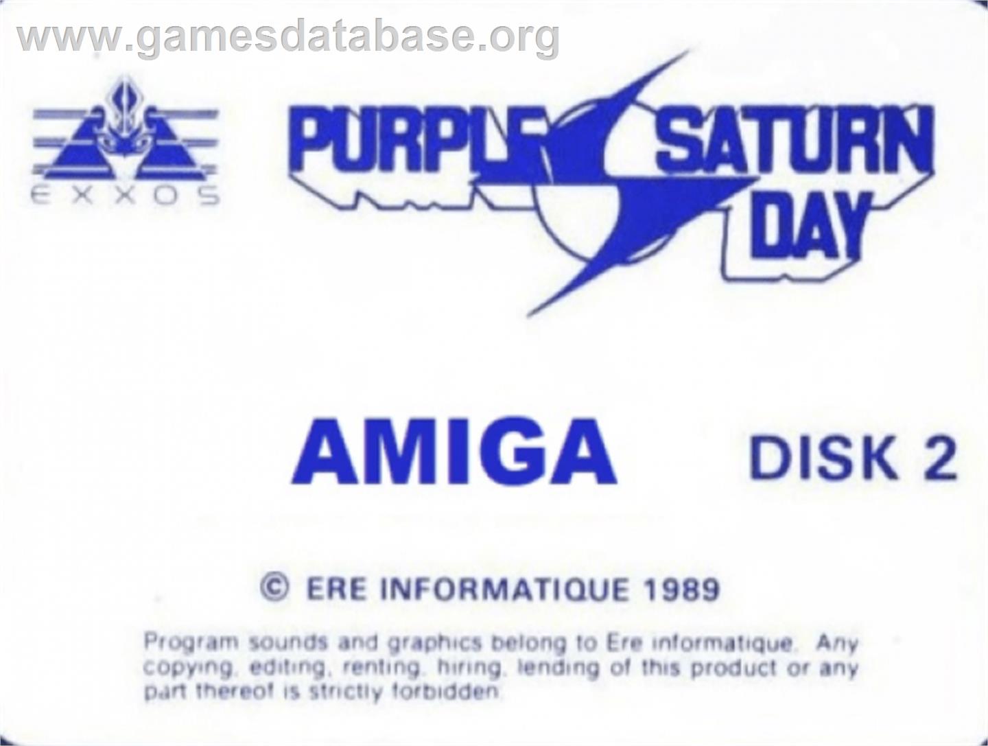 Purple Saturn Day - Commodore Amiga - Artwork - Cartridge Top
