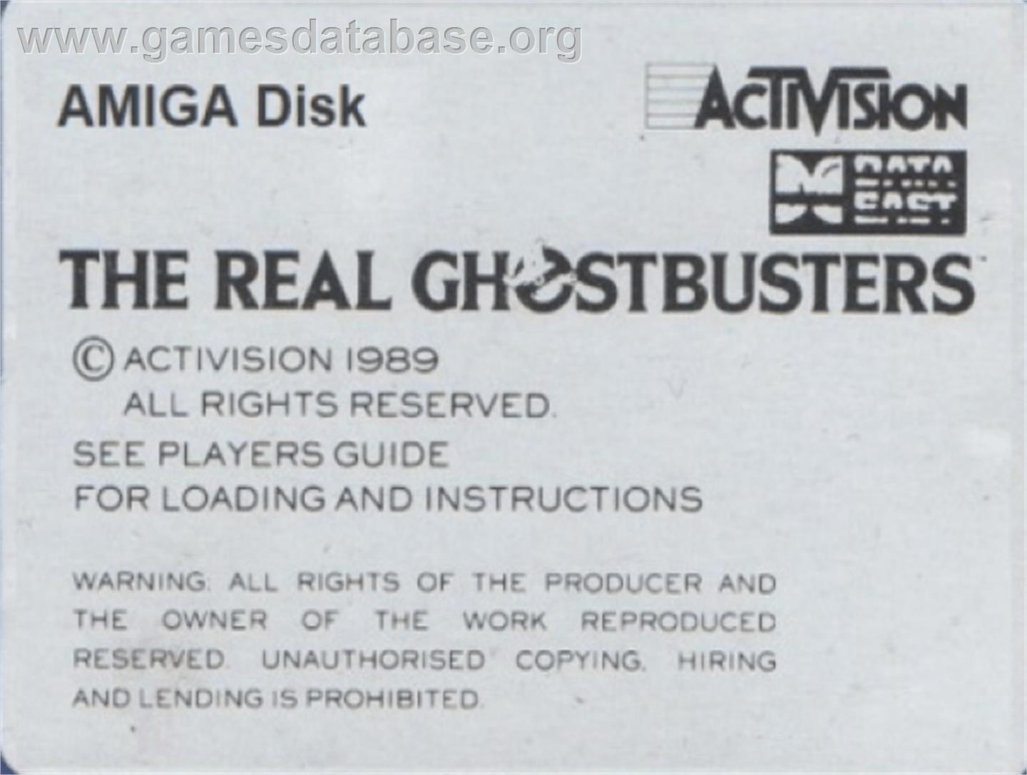 Real Ghostbusters, The - Commodore Amiga - Artwork - Cartridge Top