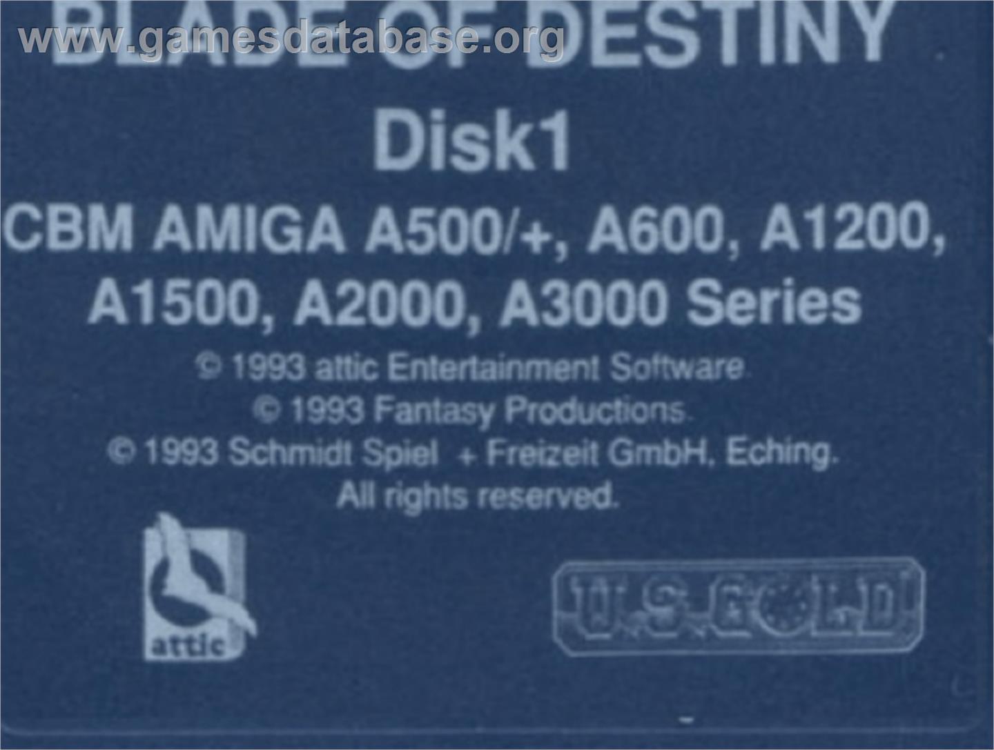 Realms of Arkania: Blade of Destiny - Commodore Amiga - Artwork - Cartridge Top