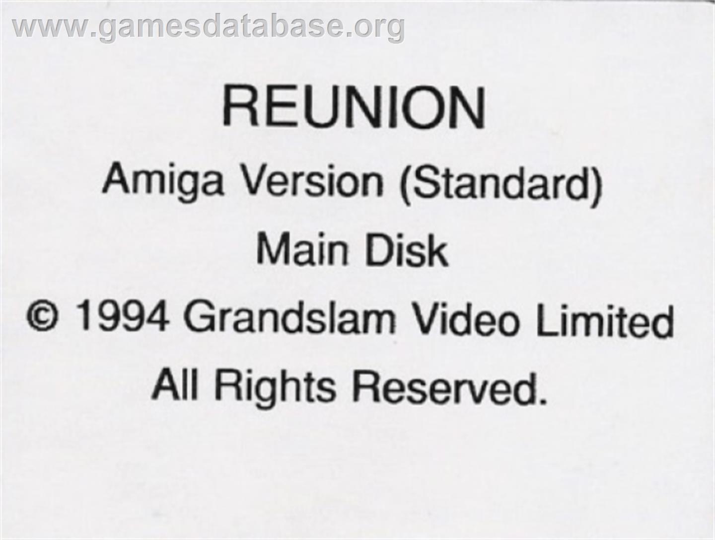 Reunion - Commodore Amiga - Artwork - Cartridge Top