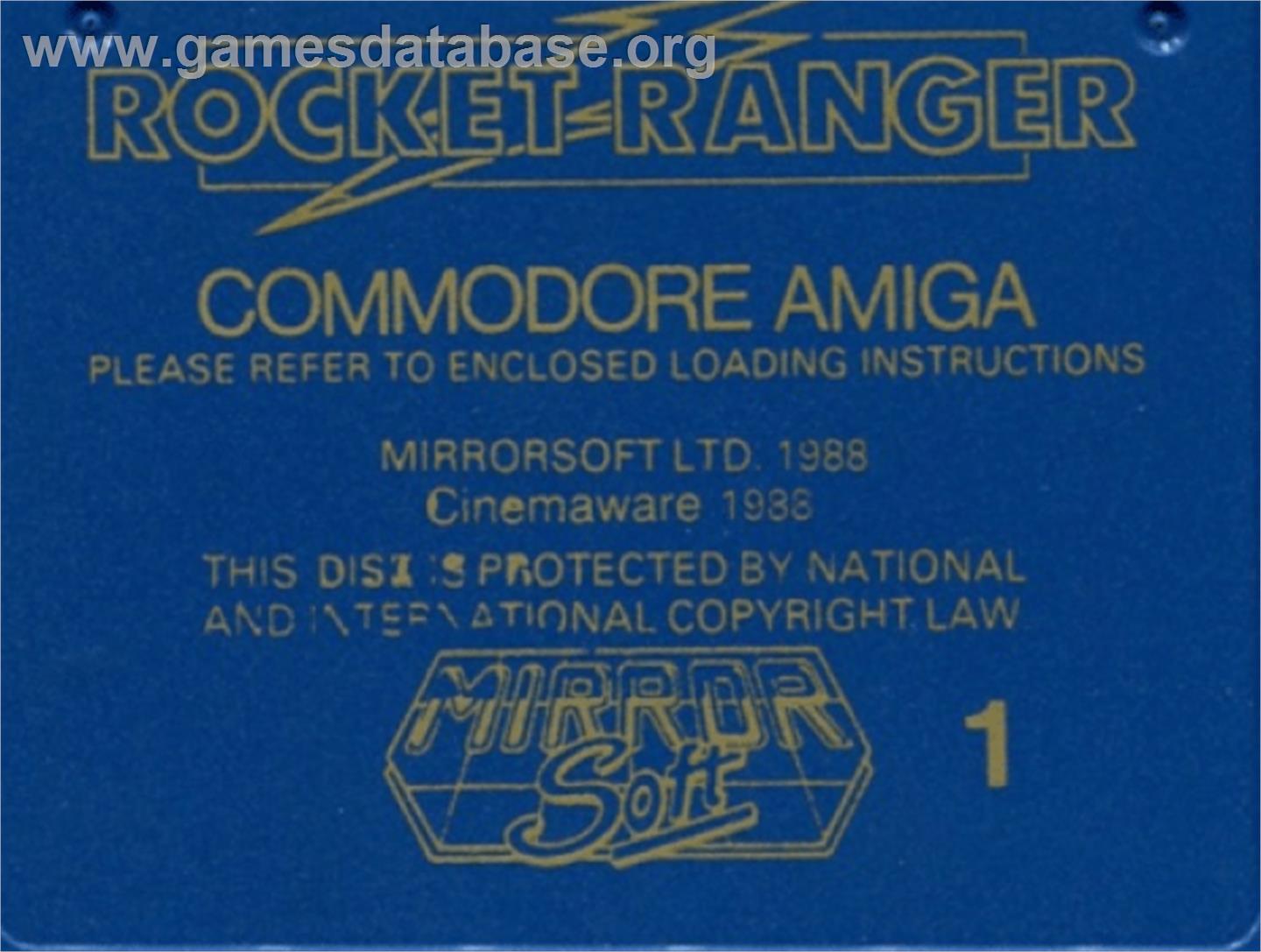 Rocket Ranger - Commodore Amiga - Artwork - Cartridge Top