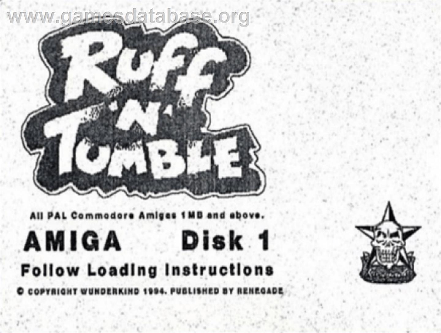 Ruff 'n' Tumble - Commodore Amiga - Artwork - Cartridge Top