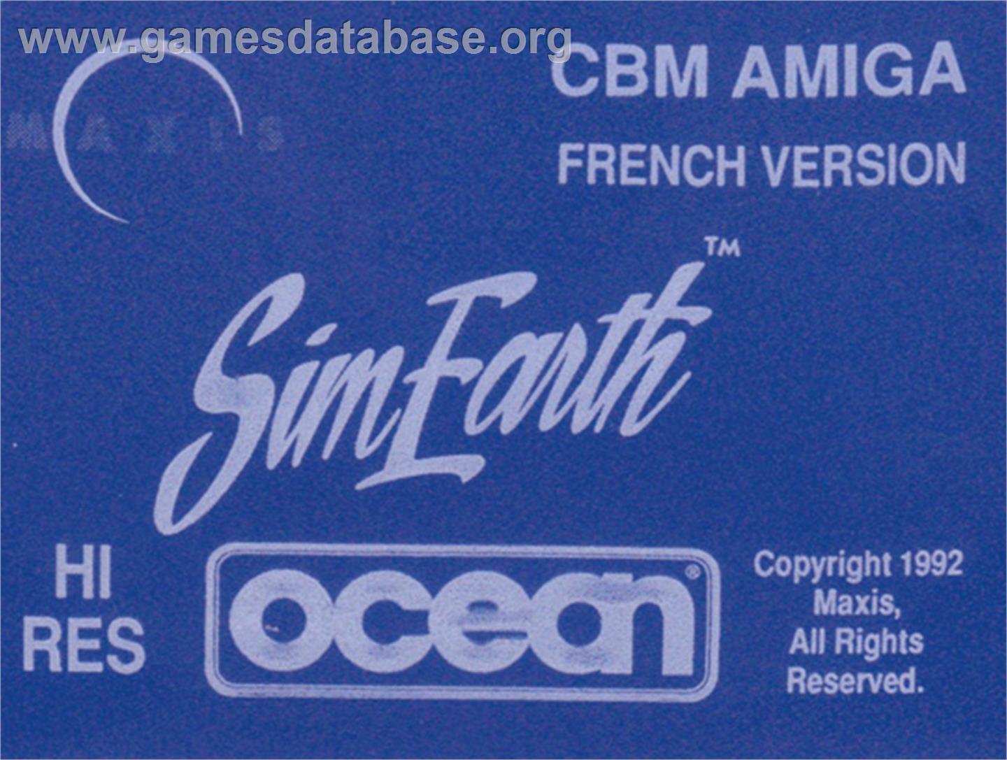 Simearth - The Living Planet - Commodore Amiga - Artwork - Cartridge Top