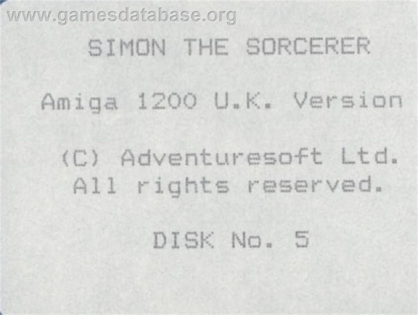 Simon the Sorcerer - Commodore Amiga - Artwork - Cartridge Top