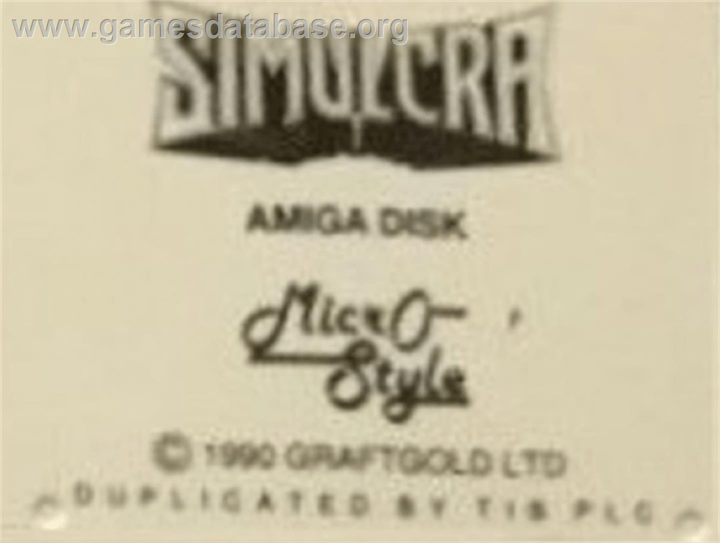 Simulcra - Commodore Amiga - Artwork - Cartridge Top