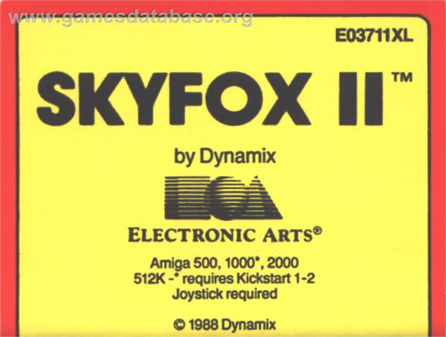 Skyfox II: The Cygnus Conflict - Commodore Amiga - Artwork - Cartridge Top
