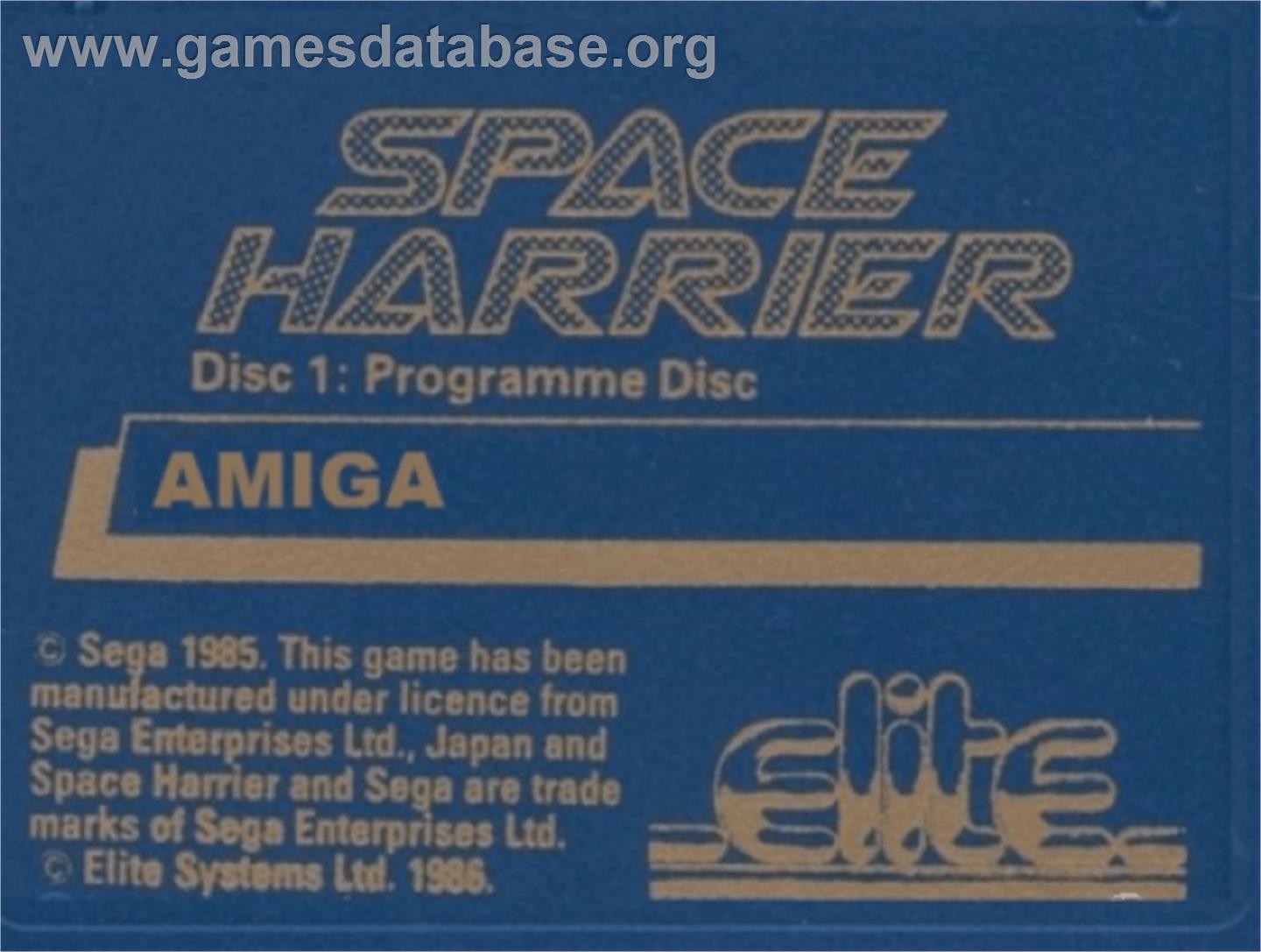 Space Harrier - Commodore Amiga - Artwork - Cartridge Top