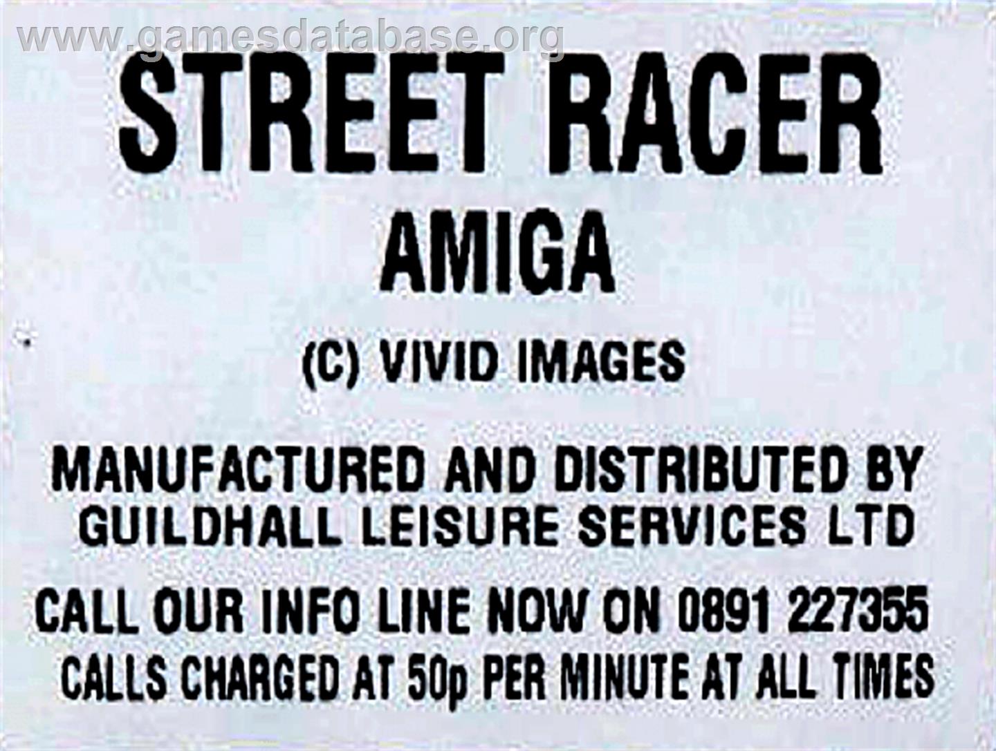 Street Racer - Commodore Amiga - Artwork - Cartridge Top