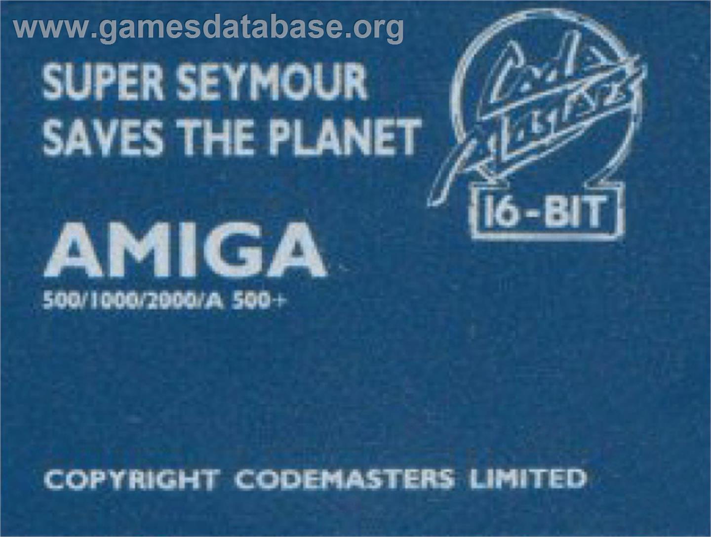 Super Seymour Saves the Planet - Commodore Amiga - Artwork - Cartridge Top
