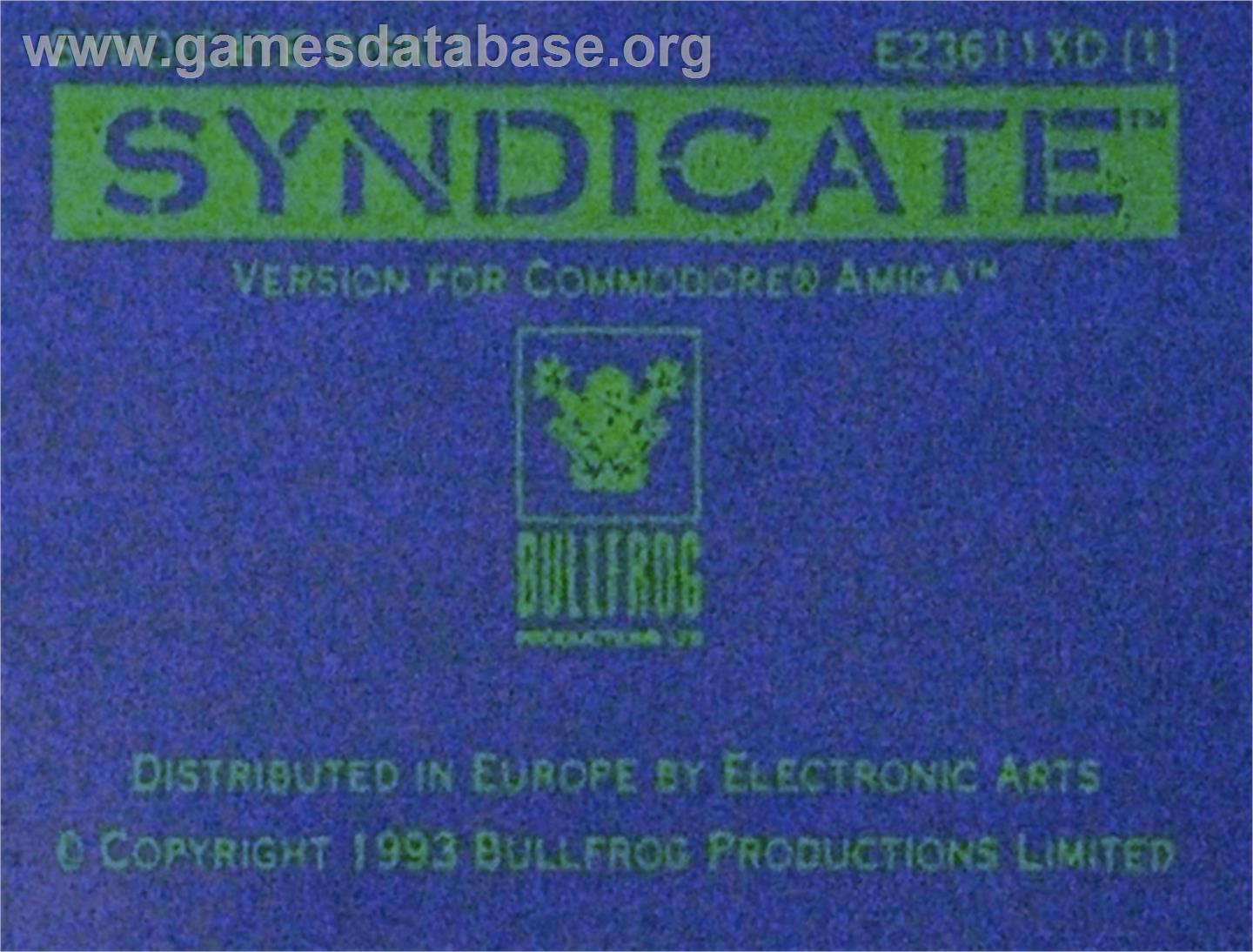 Syndicate - Commodore Amiga - Artwork - Cartridge Top