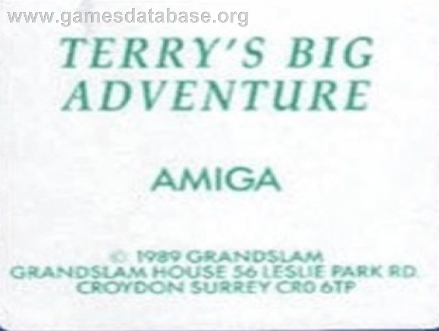 Terry's Big Adventure - Commodore Amiga - Artwork - Cartridge Top