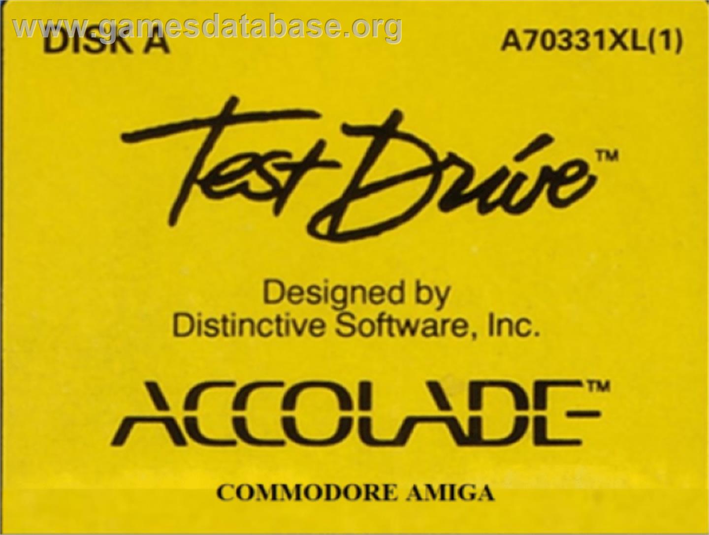 Test Drive - Commodore Amiga - Artwork - Cartridge Top