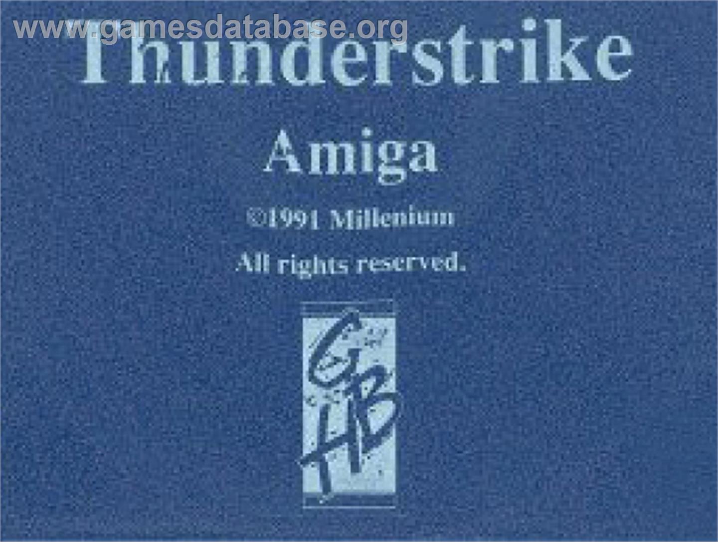 Thunder Strike - Commodore Amiga - Artwork - Cartridge Top