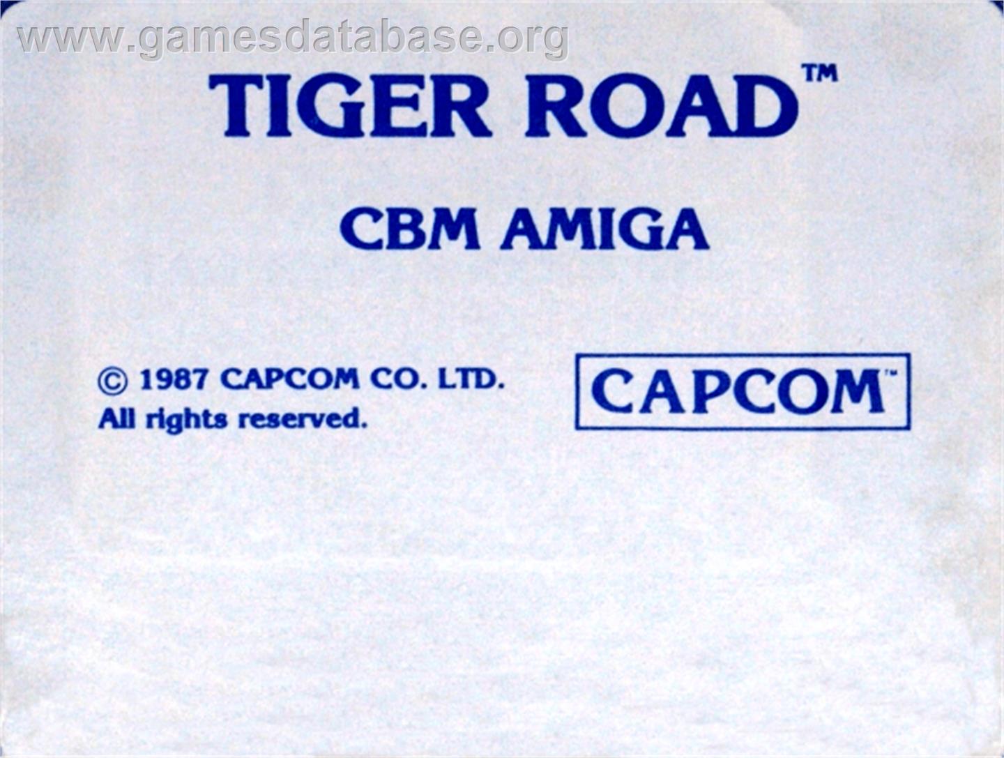 Tiger Road - Commodore Amiga - Artwork - Cartridge Top