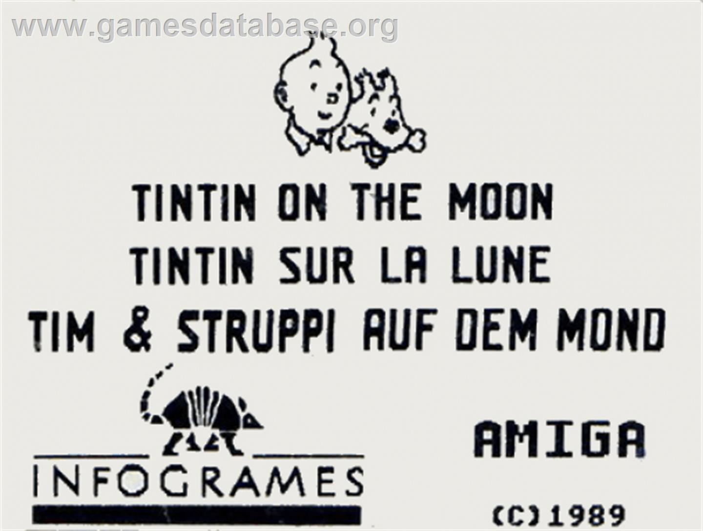 Tintin on the Moon - Commodore Amiga - Artwork - Cartridge Top