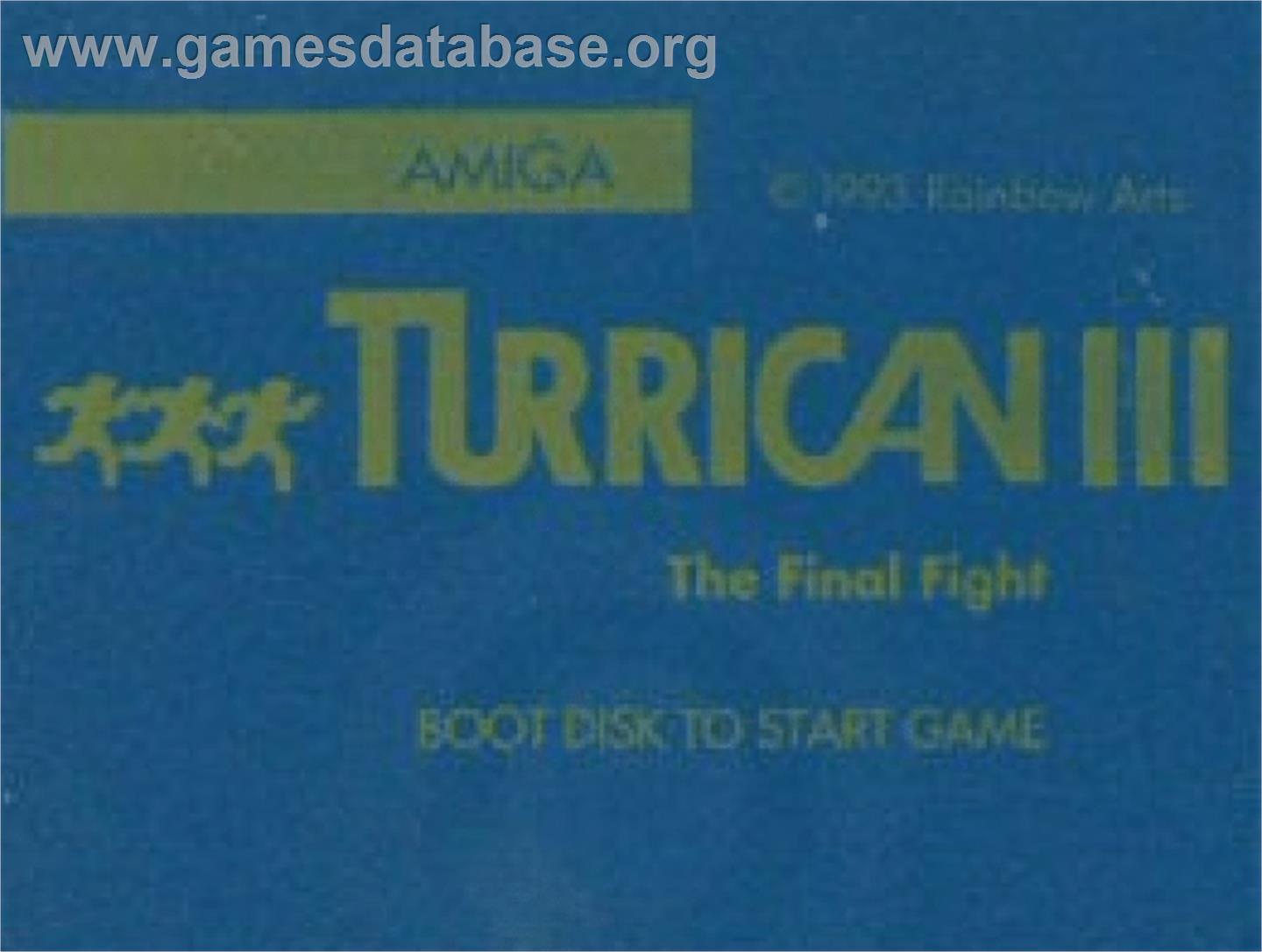 Turrican 3 - Commodore Amiga - Artwork - Cartridge Top