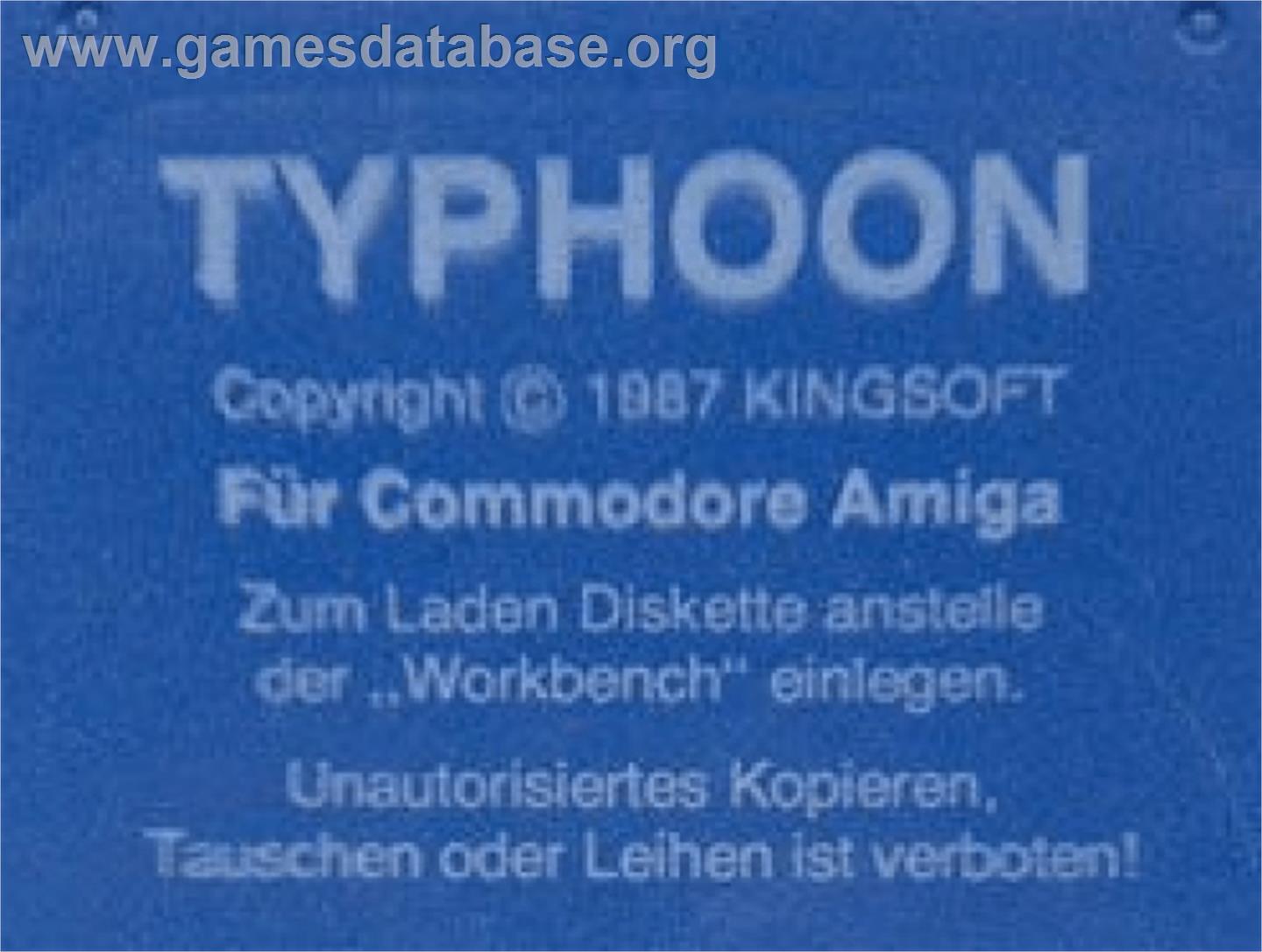 Typhoon - Commodore Amiga - Artwork - Cartridge Top