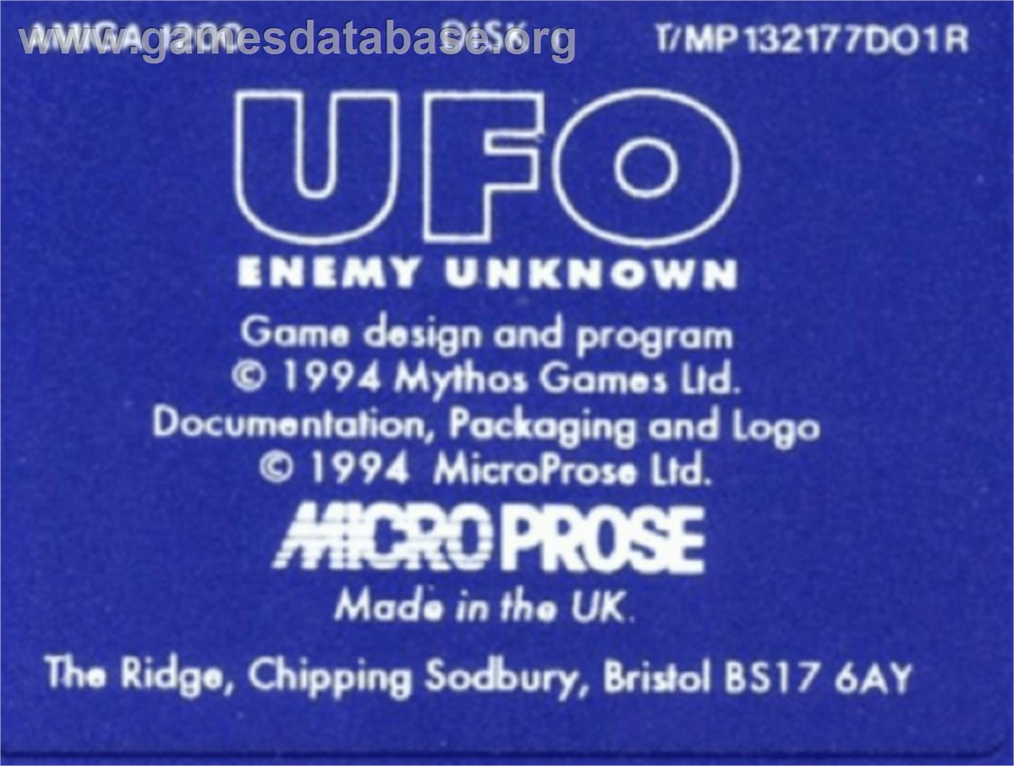 UFO - Enemy Unknown - Commodore Amiga - Artwork - Cartridge Top