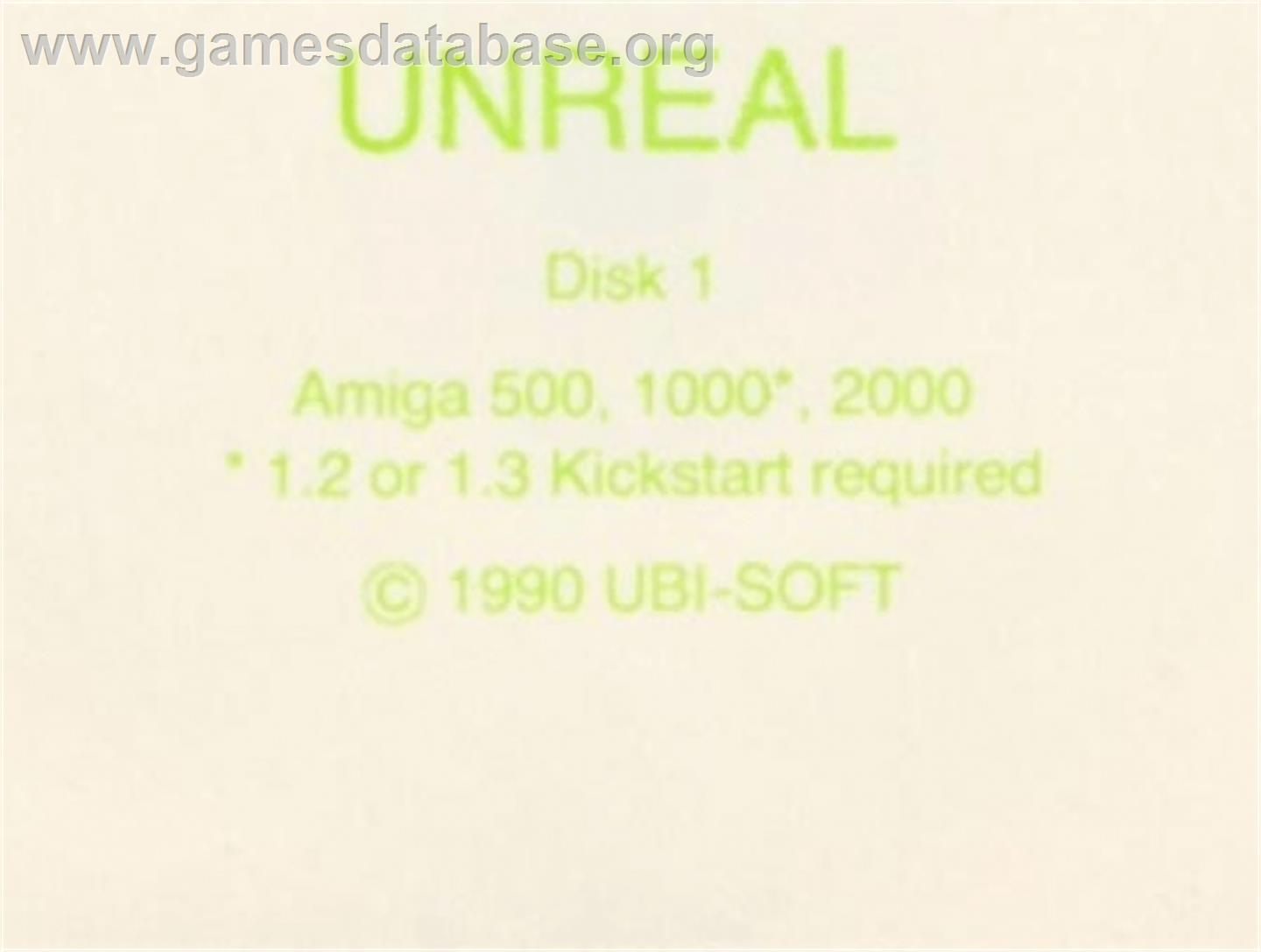 Unreal - Commodore Amiga - Artwork - Cartridge Top