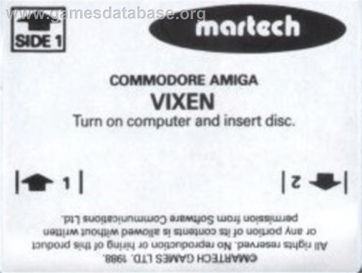 Vixen - Commodore Amiga - Artwork - Cartridge Top