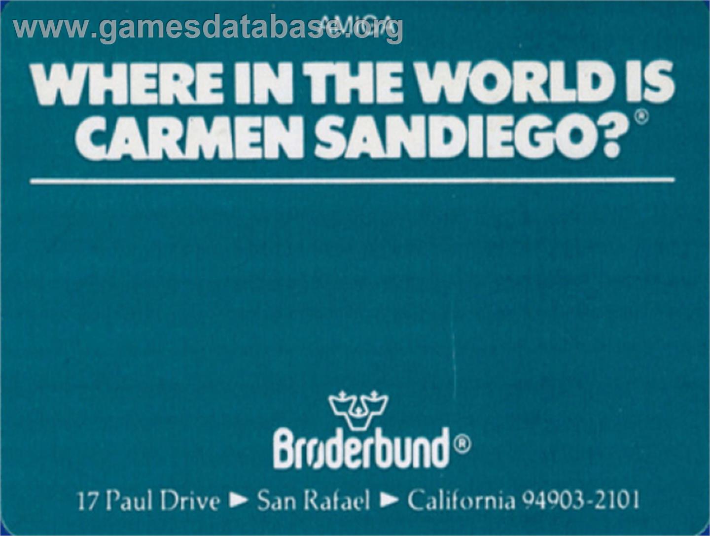 Where in the World is Carmen Sandiego? - Commodore Amiga - Artwork - Cartridge Top