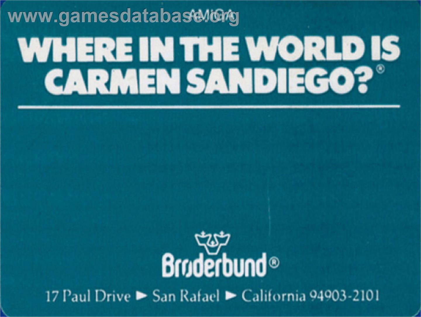Where in the World is Carmen Sandiego - Commodore Amiga - Artwork - Cartridge Top