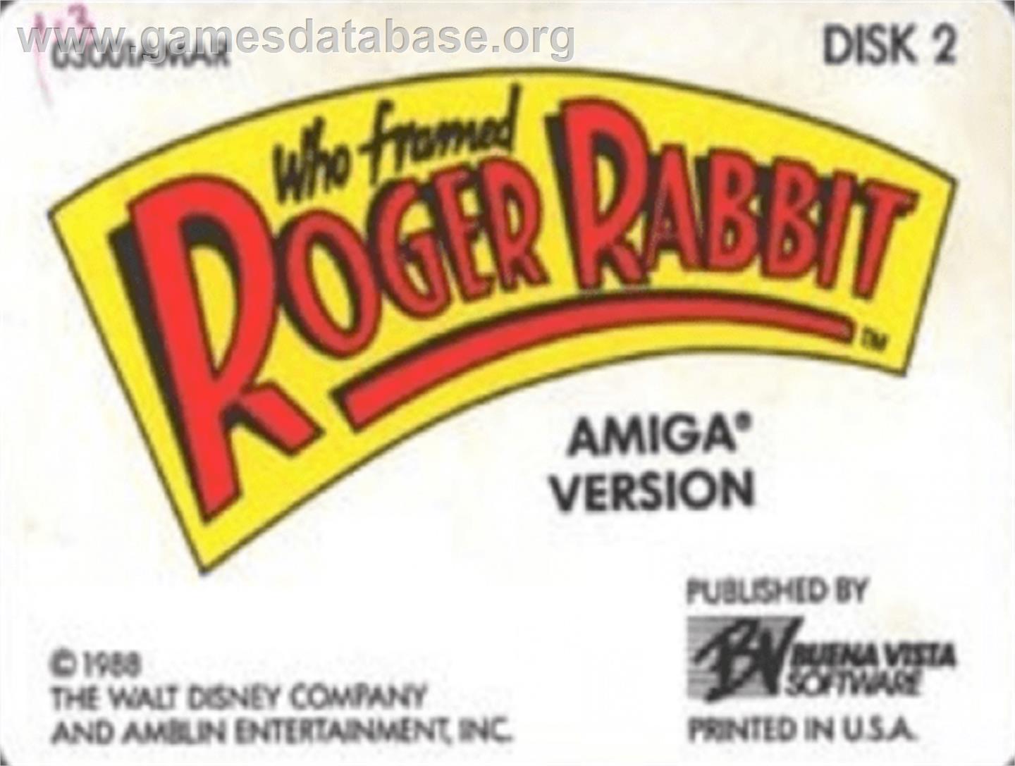 Who Framed Roger Rabbit? - Commodore Amiga - Artwork - Cartridge Top