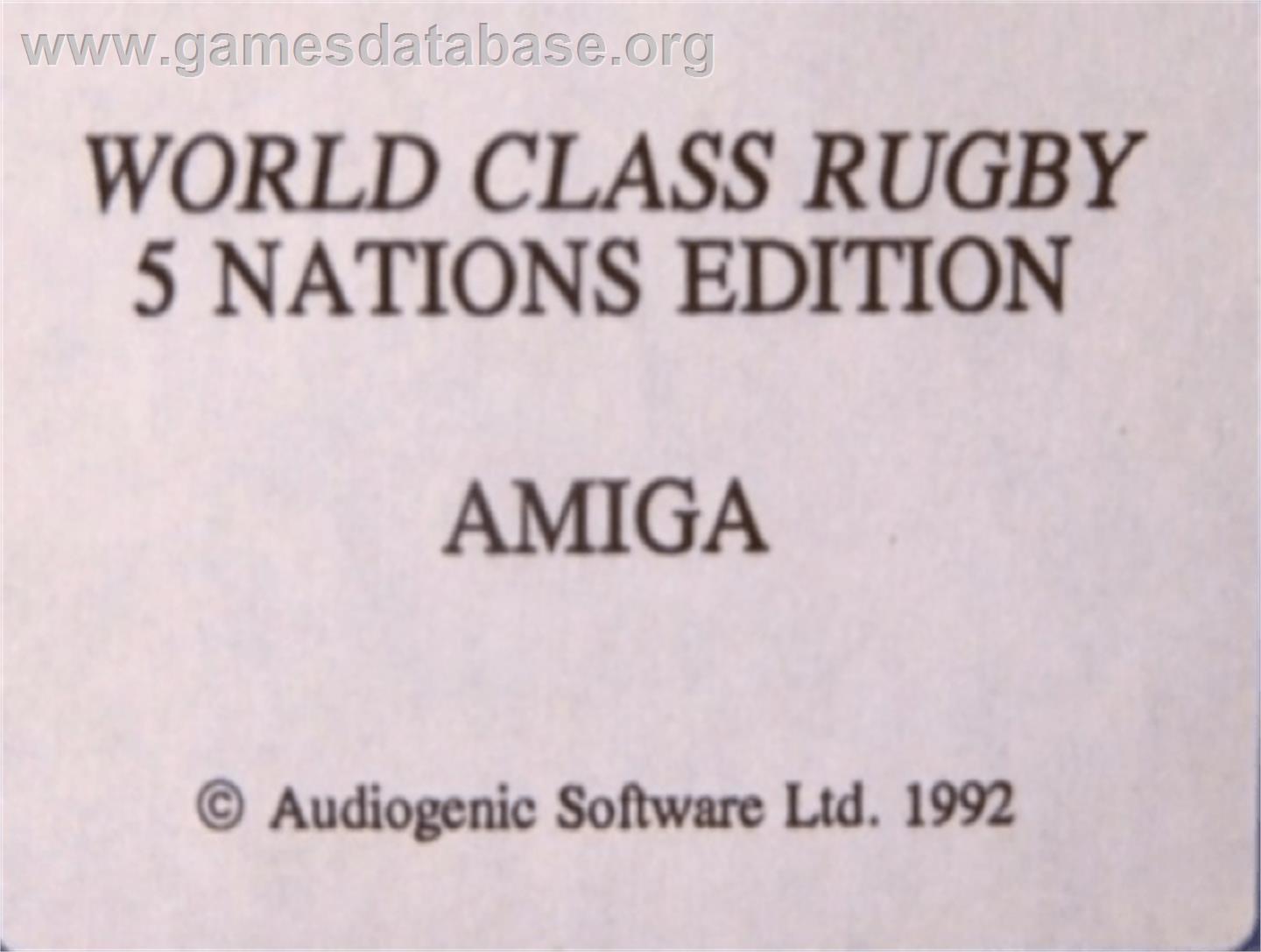 World Class Rugby - Commodore Amiga - Artwork - Cartridge Top