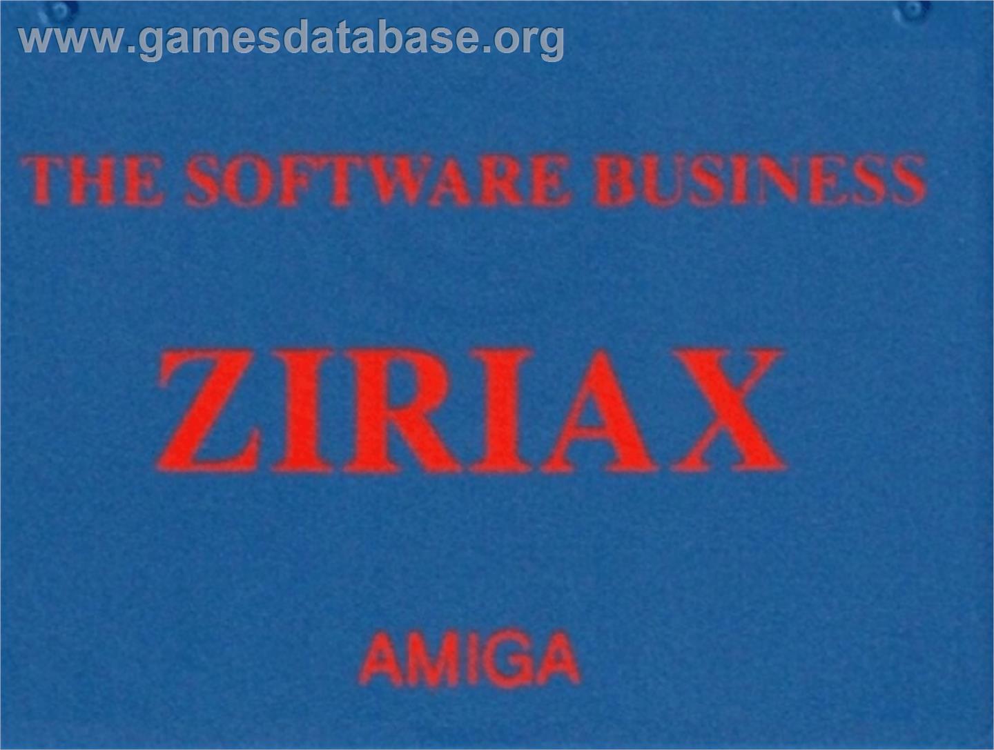 Ziriax - Commodore Amiga - Artwork - Cartridge Top