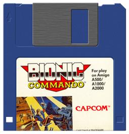 Artwork on the Disc for Bionic Commando on the Commodore Amiga.