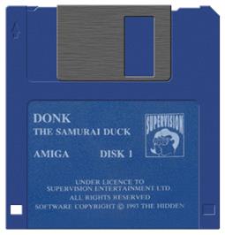 Artwork on the Disc for Donk!: The Samurai Duck on the Commodore Amiga.