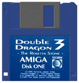 Artwork on the Disc for Double Dragon 3 - The Rosetta Stone on the Commodore Amiga.