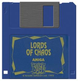 Artwork on the Disc for Lords of Chaos on the Commodore Amiga.