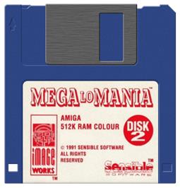 Artwork on the Disc for Mega lo Mania on the Commodore Amiga.