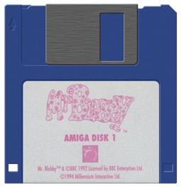 Artwork on the Disc for Mr. Blobby on the Commodore Amiga.
