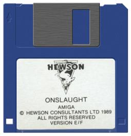 Artwork on the Disc for Onslaught on the Commodore Amiga.