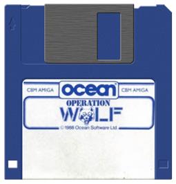 Artwork on the Disc for Operation Wolf on the Commodore Amiga.