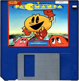 Artwork on the Disc for Pac-Mania on the Commodore Amiga.