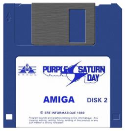 Artwork on the Disc for Purple Saturn Day on the Commodore Amiga.