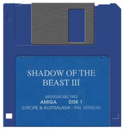 Artwork on the Disc for Shadow of the Beast 3: Out of the Shadow on the Commodore Amiga.