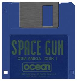 Artwork on the Disc for Space Gun on the Commodore Amiga.