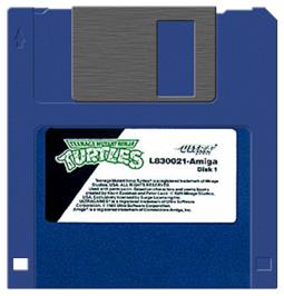 Artwork on the Disc for Teenage Mutant Ninja Turtles on the Commodore Amiga.