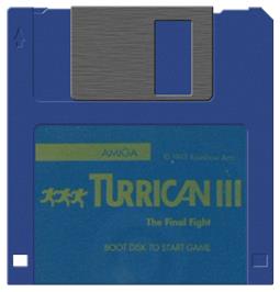 Artwork on the Disc for Turrican 3 on the Commodore Amiga.
