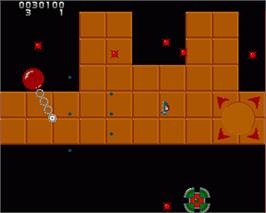 In game image of Alien Bash 2 on the Commodore Amiga.