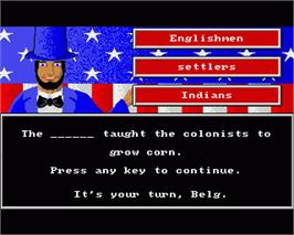 In game image of All About America on the Commodore Amiga.