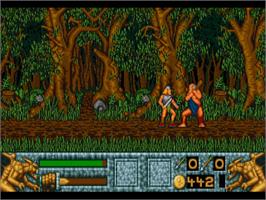 In game image of Barbarian 2 on the Commodore Amiga.