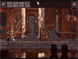 In game image of Beneath a Steel Sky on the Commodore Amiga.