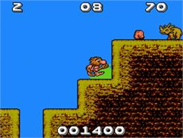 In game image of Big Nose the Caveman on the Commodore Amiga.